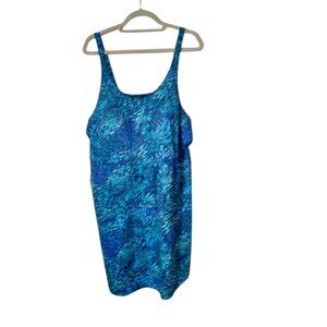 JINXUEER Women Plus Size Swim‎ Dress  Modest Slimming One Piece Waist Tie Sz 28W